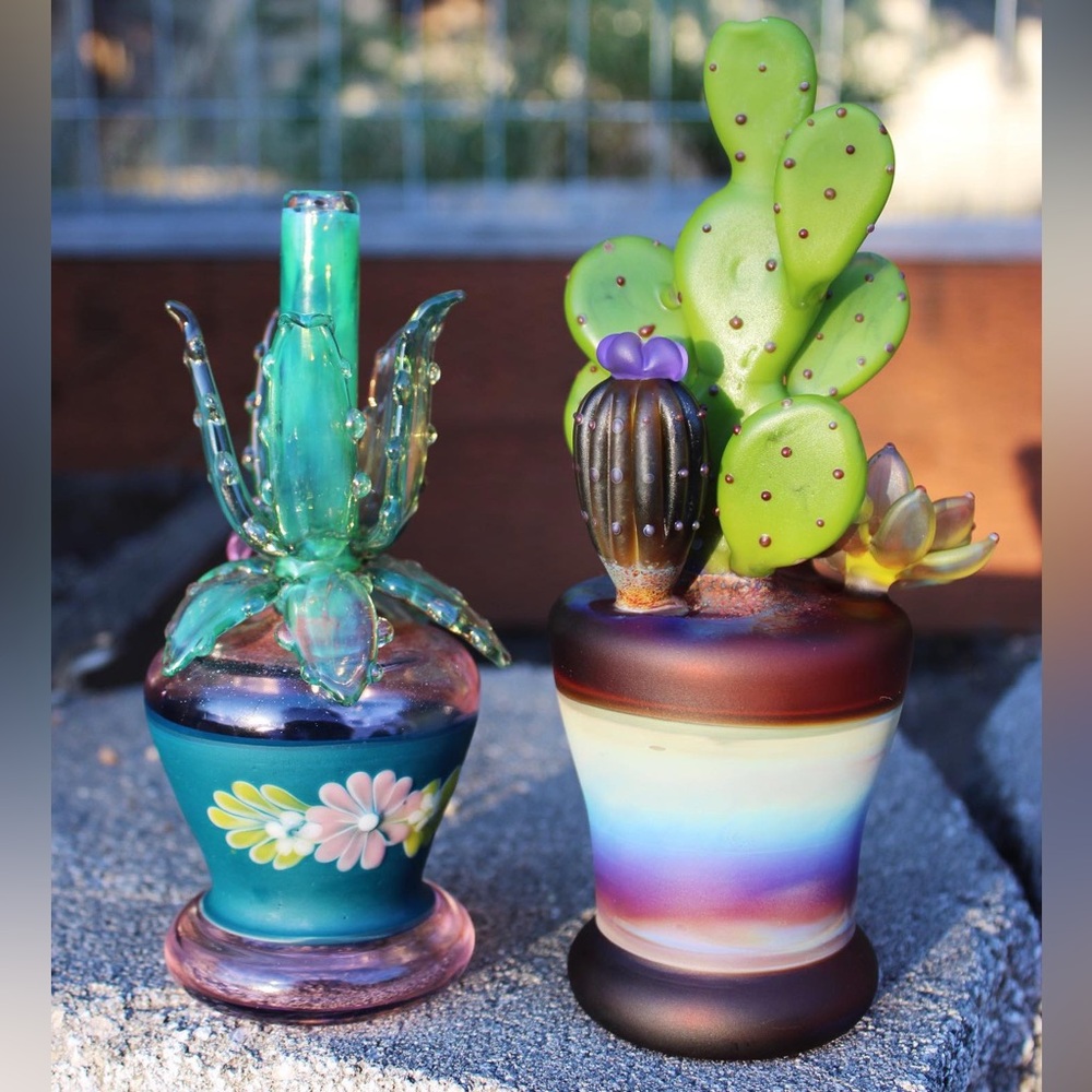 Handmade Succulent Garden Glass Rig